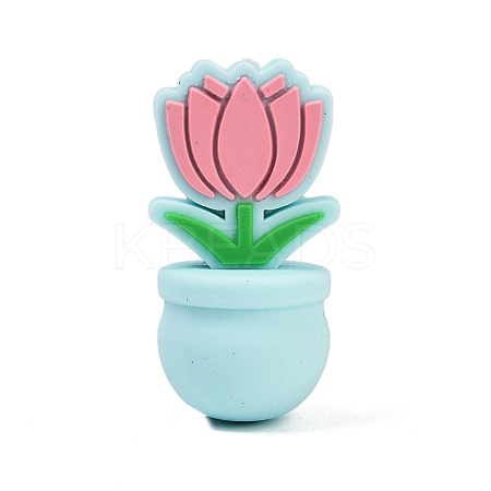Flower Food Grade Silicone Focal Beads LS-SIL-A011-03B-02-1