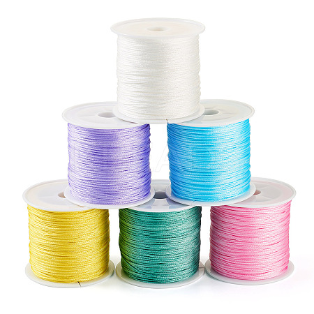 6 Rolls 6 Colors Nylon Chinese Knot Cord NWIR-TA0001-06-1