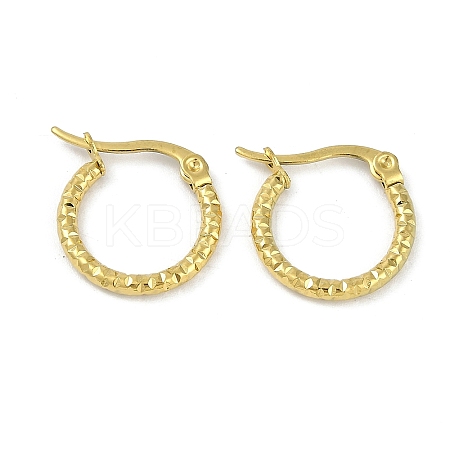 PVD Vacuum Plating 202 Stainless Steel Hammered Hoop Earrings EJEW-H003-47G-1