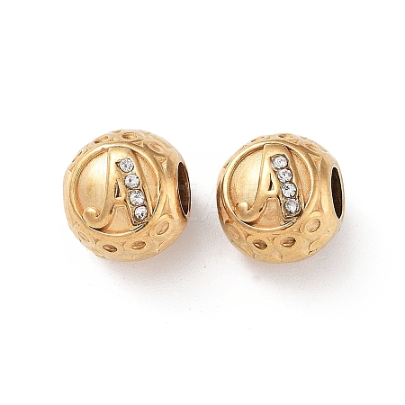 Ion Plating(IP) 304 Stainless Steel Rhinestone European Beads STAS-A092-10A-G-1