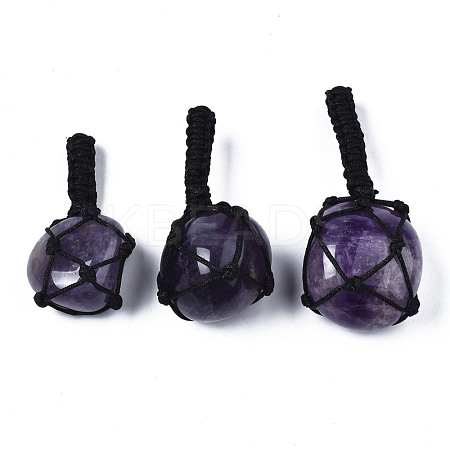 Natural Amethyst Pendants G-N0326-93F-1