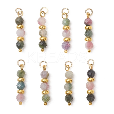 Natural Colorful Tourmaline Faceted Round Pendants PALLOY-JF04907-1