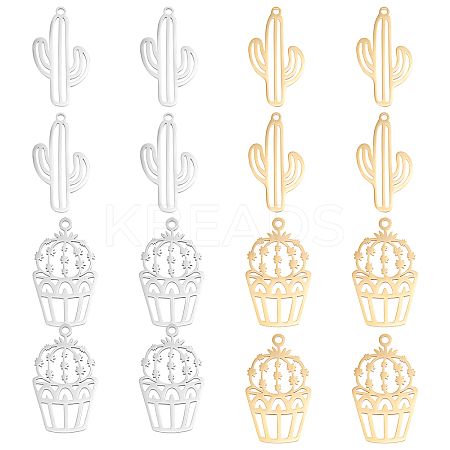 16Pcs 4 Style Ion Plating(IP) 201 Stainless Steel Pendants STAS-DC0006-38-1