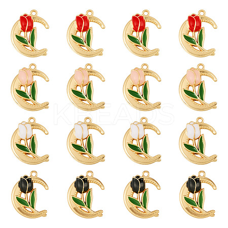 16Pcs 4 Colors Alloy Enamel Pendants ENAM-TA0002-29-1