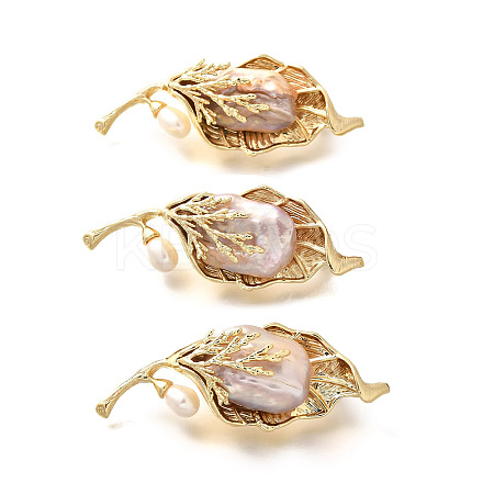 Leaf Brass Brooches for Women JEWB-N001-17G-1