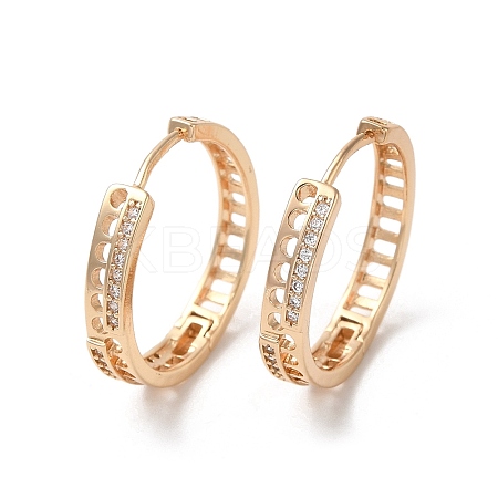 Brass Cubic Zirconia Hoop Earrings for Women EJEW-M238-07KCG-1