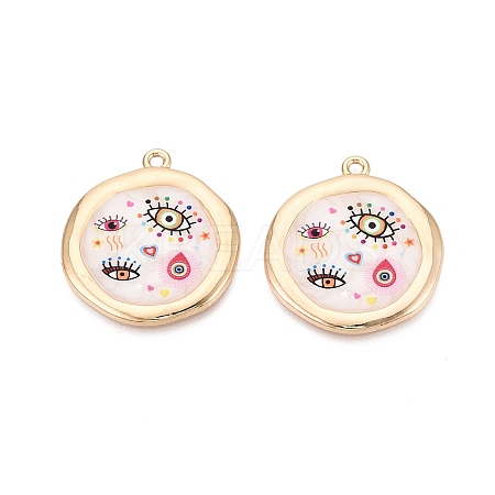 Printed Alloy Enamel Pendants ENAM-N071-10G-03-1