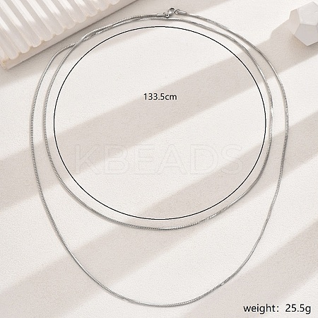 Non-Tarnish 201 Stainless Steel Double Layer Snake Bone Chain Necklaces for Women NC1612-1