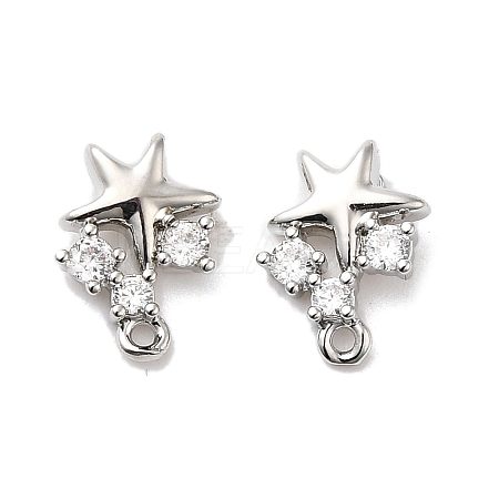 Brass with Cubic Zirconia Stud Earring Finding KK-Q048-14P-1
