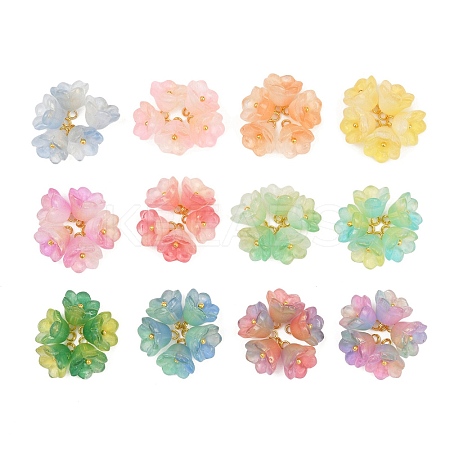12Pcs 12 Colors Transparent Glass Charm PALLOY-JF04460-1