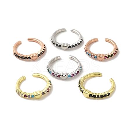 Rack Plating Brass Micro Pave Cubic Zirconia Cuff Rings RJEW-H228-07M-1