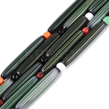Handmade Millefiori Glass Lampwork Strip Beads Strands LA-N047-01G-1