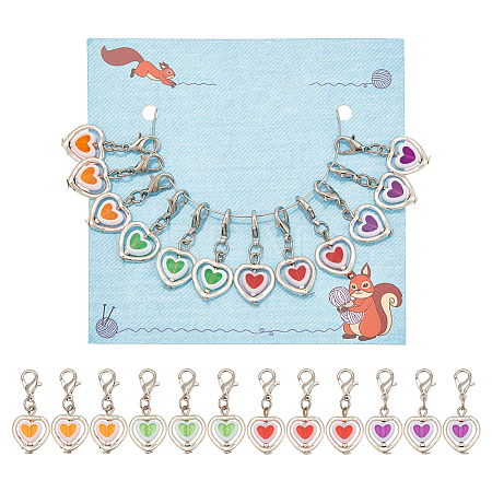 12Pcs 4 Colors Plastic Pendant Stitch Markers HJEW-NB00047-1