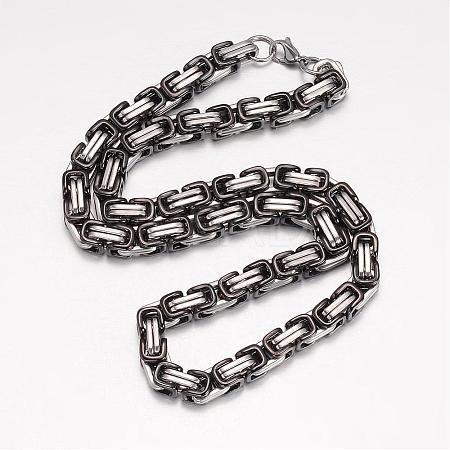 201 Stainless Steel Byzantine Chain Necklaces NJEW-K062-01C3-7mm-1