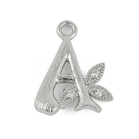 Brass Crystal Rhinestone Letter Links Connector Charms KK-S395-06P-A-1