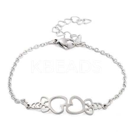 Non-Tarnish Stainless Steel Cable Chain Link Bracelets for Women Men STAS-Z061-01P-09-1
