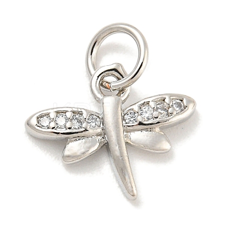 Rack Plating Brass Micro Pave Clear Cubic Zirconia Pendants KK-B093-10A-P-1