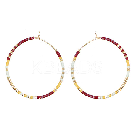Handmade Glass Seed Beads Hoop Earrings HQ0649-1-1