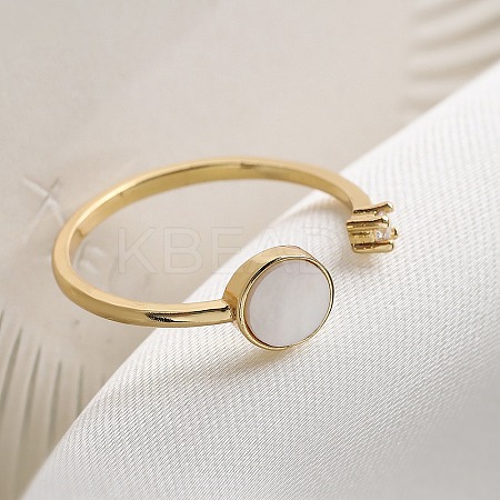 Brass Micro Pave Cubic Zirconia Open Cuff Rings for Women LS-RJEW-K308-02A-G-1