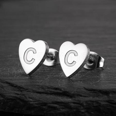 Heart 201 Stainless Steel Stud Earrings WGB8201-24-1
