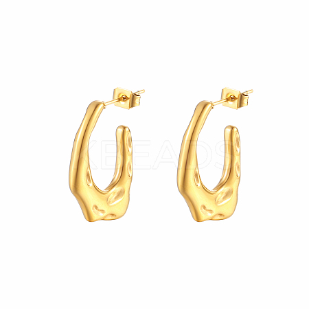 Stainless Steel C-shape Hoop Earrings for Women UU2795-1-1