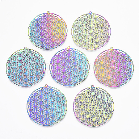 Ion Plating(IP) 201 Stainless Steel Filigree Pendants LS-X-STAS-T057-24-1