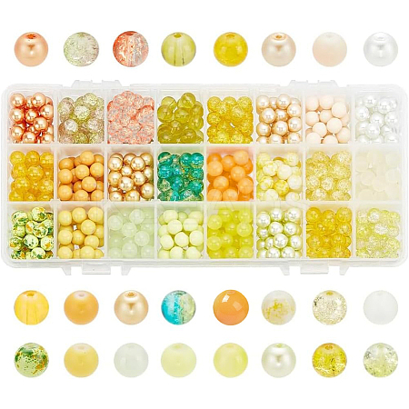 24 Color Imitation Pearl & Crackle & Transparent & Opaque Glass Beads GLAA-PH0002-89A-1
