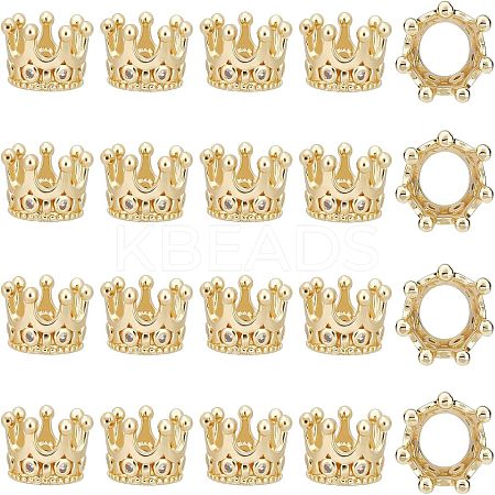20Pcs Brass Micro Pave Clear Cubic Zirconia European Beads FIND-FH0004-04-1
