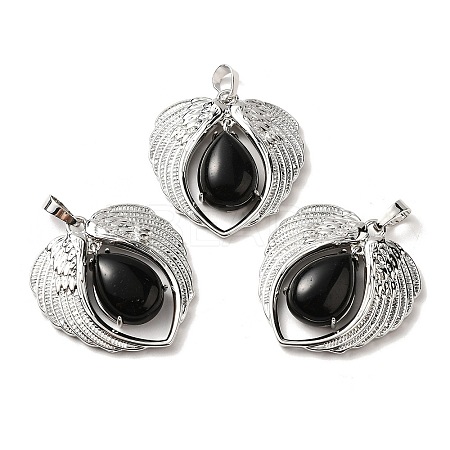 Natural Obsidian Teardrop Pendants KK-K331-02P-05-1