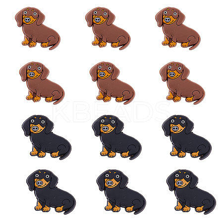 12Pcs 2 Colors Dog Food Grade Eco-Friendly Silicone Focal Beads FIND-DC0005-16-1