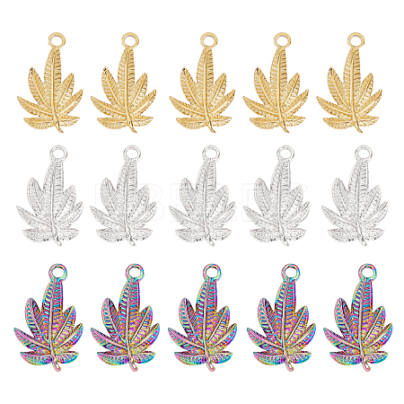 15Pcs 3 Colors 304 Stainless Steel Pendants STAS-CA0001-74-1