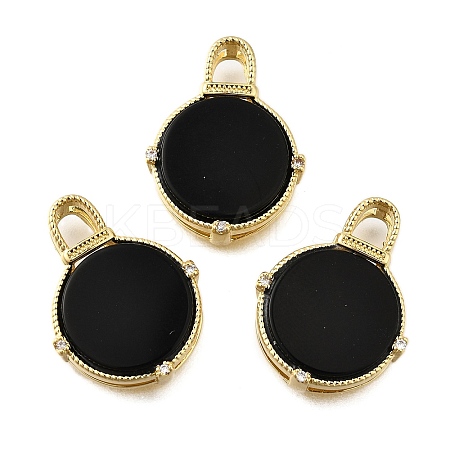 Brass Micro Pave Cubic Zirconia Pendants KK-S523-16G-B-1