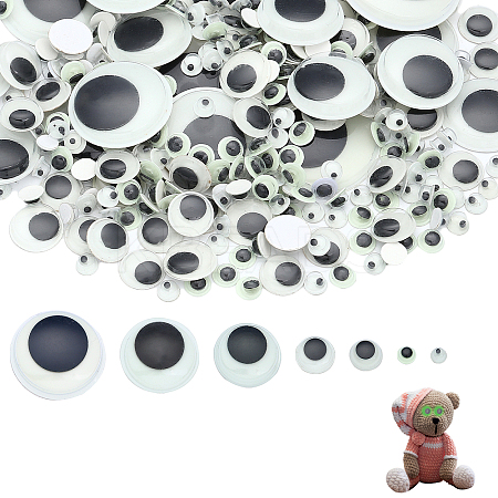 CHGCRAFT 300Pcs 7 Style Luminous Plastic & Resin Wiggle Googly Eyes Cabochons DIY-CA0004-96-1