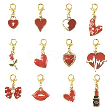 12Pcs 12 Styles Alloy Enamel Pendant Decorations HJEW-FS00078-03-1