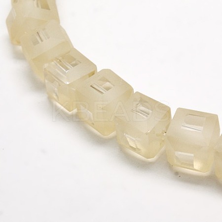 Frosted Crystal Glass Cube Beads Strands FGLA-F001-A01-1