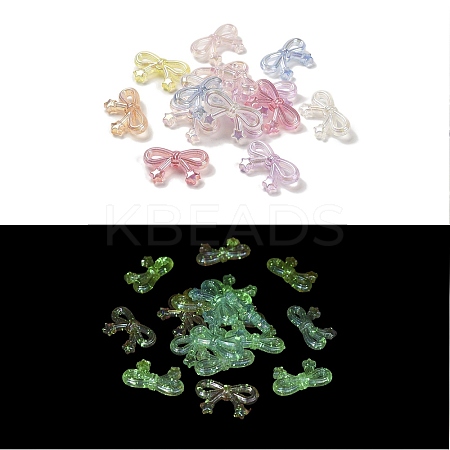 Bowknot with Star UV Plating Luminous Rainbow Iridescent Acrylic Beads LACR-R001-05A-1