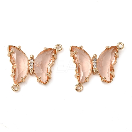 Brass Pave Faceted Glass Connector Charms FIND-Z020-04E-1