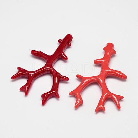 Branch Dyed Synthetical Coral Big Pendants CORA-L041-01-1