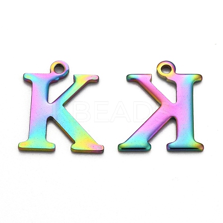 Ion Plating(IP) 304 Stainless Steel Alphabet Charms STAS-H122-K-M-1