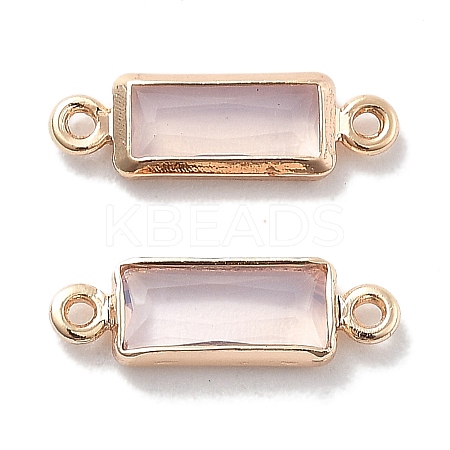 Brass Pave Glass Connector Charms KK-M102-50G-02-1