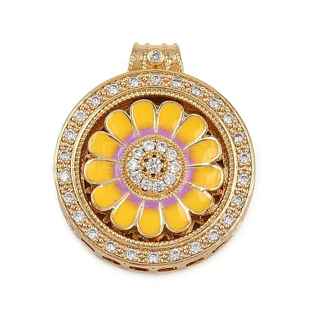 Brass Micro Pave Cubic Zirconia Rotating Pendants KK-P332-02A-G-1