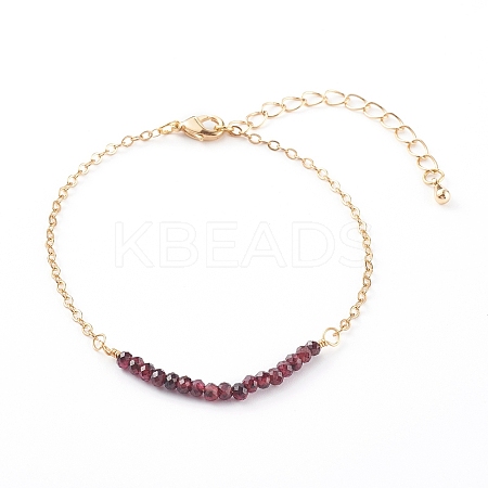 January Birthstone Natural Garnet Beaded Bracelets X-BJEW-JB06092-01-1
