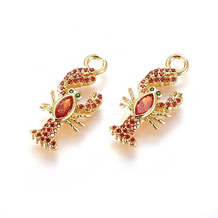 Brass Micro Pave Cubic Zirconia Pendants X-ZIRC-L075-25A-G-1