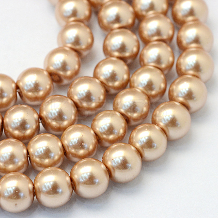 Baking Painted Pearlized Glass Pearl Round Bead Strands X-HY-Q003-4mm-11-1