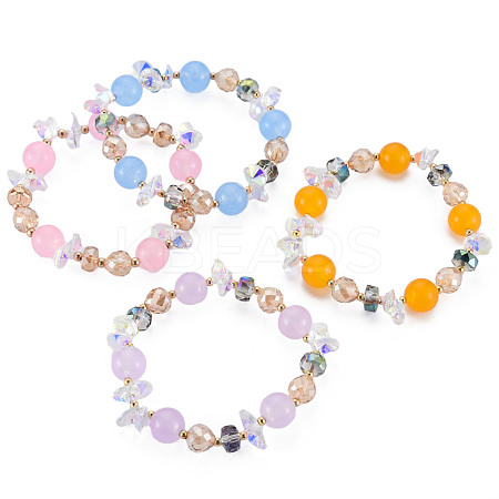 Faceted Glass Beads Stretch Bracelets BJEW-Q997-003-RS-1