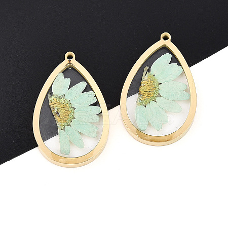 304 Stainless Steel Epoxy Resin Pendants STAS-T072-18-1