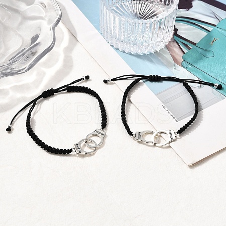 Alloy Handcuff with Freedom Link Bracelets BJEW-JB12057-1