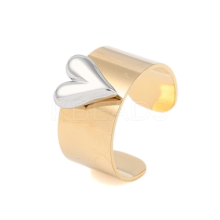 304 Stainless Steel Heart Open Cuff Rings LS-RJEW-C095-04G-1