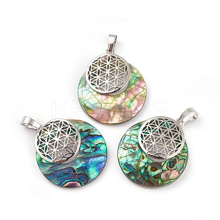 Natural Paua Shell Pendants KK-F751-M-B04-1