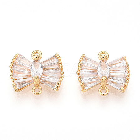 Brass Pave Clear Cubic Zirconia Connector Charms KK-N254-167G-1